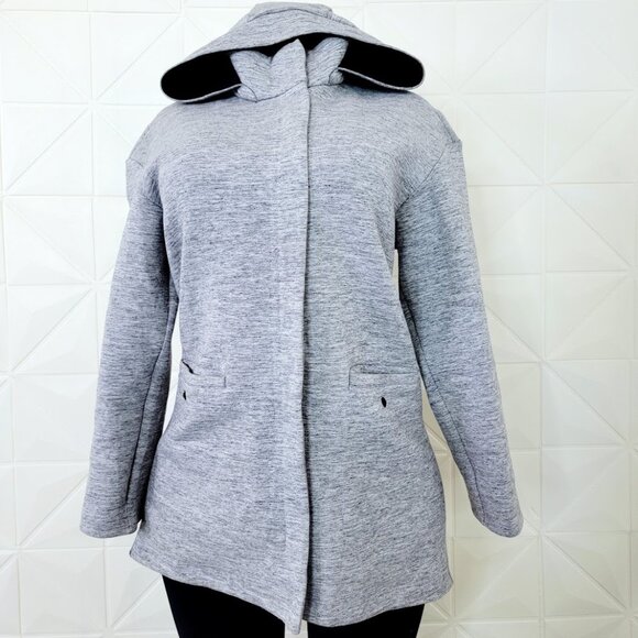 Lululemon Women's Heathered Space Dyed Medium Grey Long Sleeve Hooded Jacket 6 - Picture 2 of 10